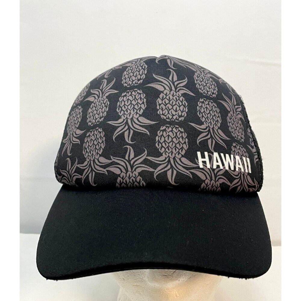 Hawaii Pineapple trucker mesh hat cap 6 1/2" snap back Surfware black